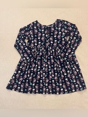 Hannah Andersson Navy Floral Snails Mushrooms Cotton Jersey Dress Sz 110cm US 5